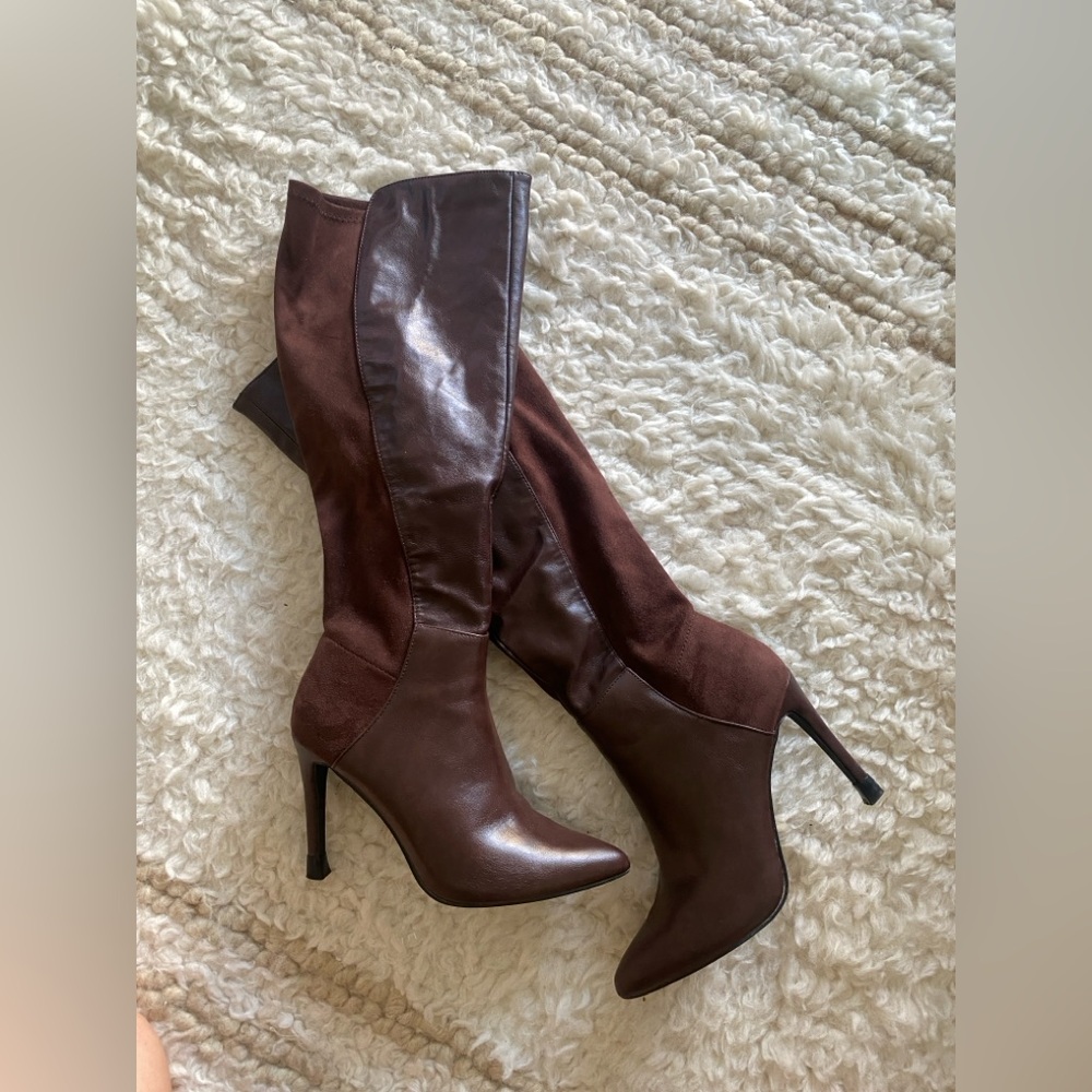 Brown Knee-High Heeled Boots